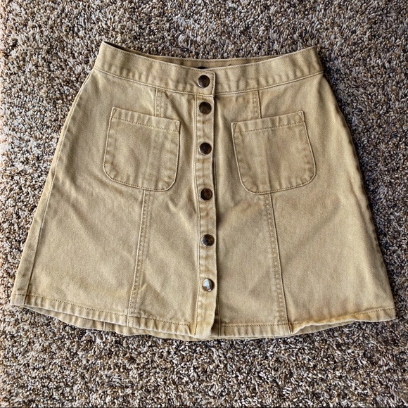 SOLD BDG Front Button High Waited Skirt Beige/Tan - Picture 2 of 6